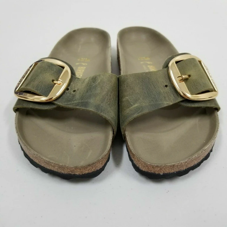 Unisex Madrid Big Buckle Waxy Leather Jade