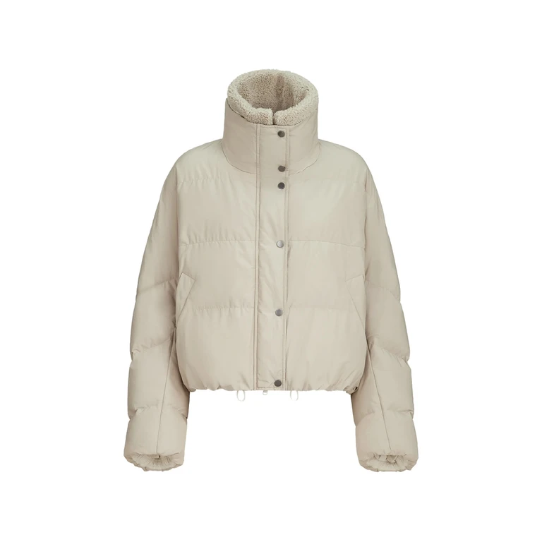 Techno Cotton Taffeta Down Jacket With Detachable Shearling Insert And Monili