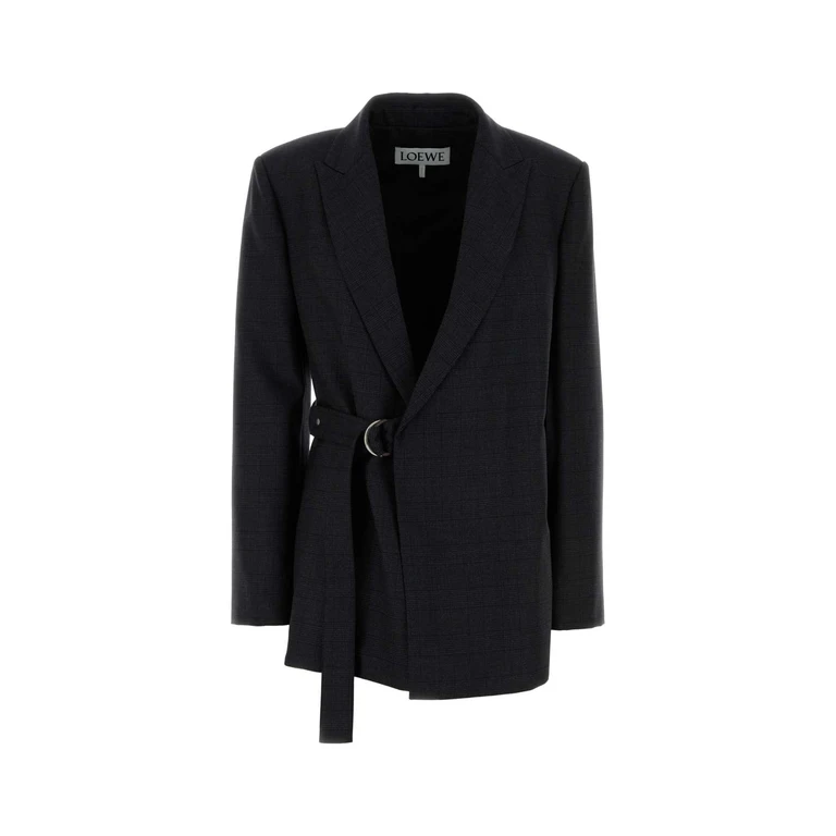 Loewe Embroidered Wool Blazer Darkgrey Giacche E Gilet - Women