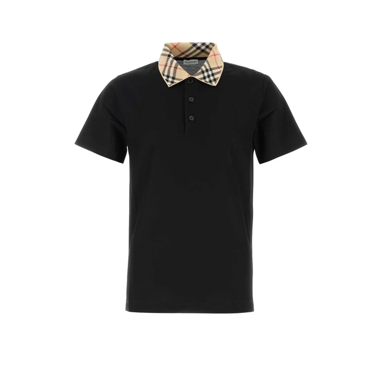 Burberry Black Piquet Polo Shirt Exterior: Cotton T-shirt - Men