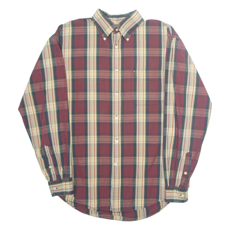 TOMMY HILFIGER Mens Shirt Red Plaid Long Sleeve L (WW3-231024-10965)