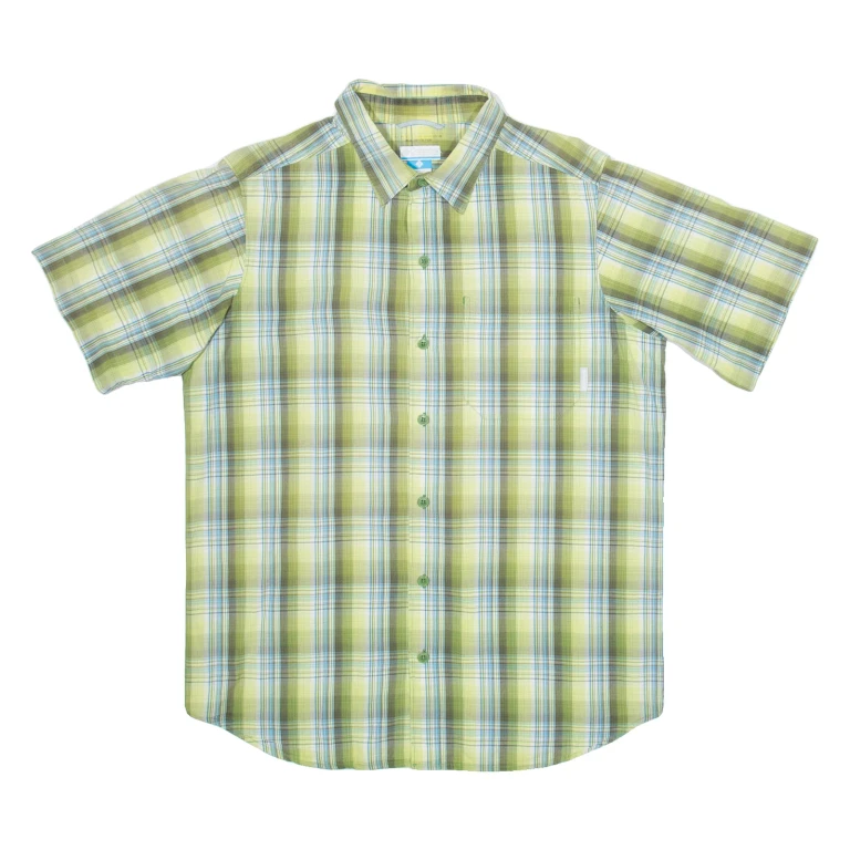 COLUMBIA Mens Shirt Green Check M