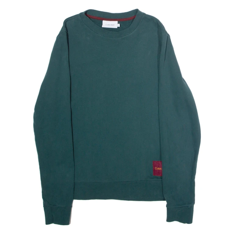 CALVIN KLEIN Mens Sweatshirt Green Crew Neck M