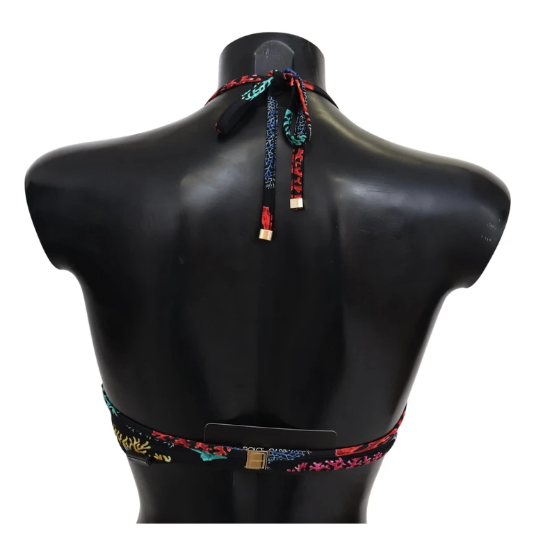Dolce & Gabbana Black Corals Print Women Beachwear Bikini Tops Nylon Elastane - Women
