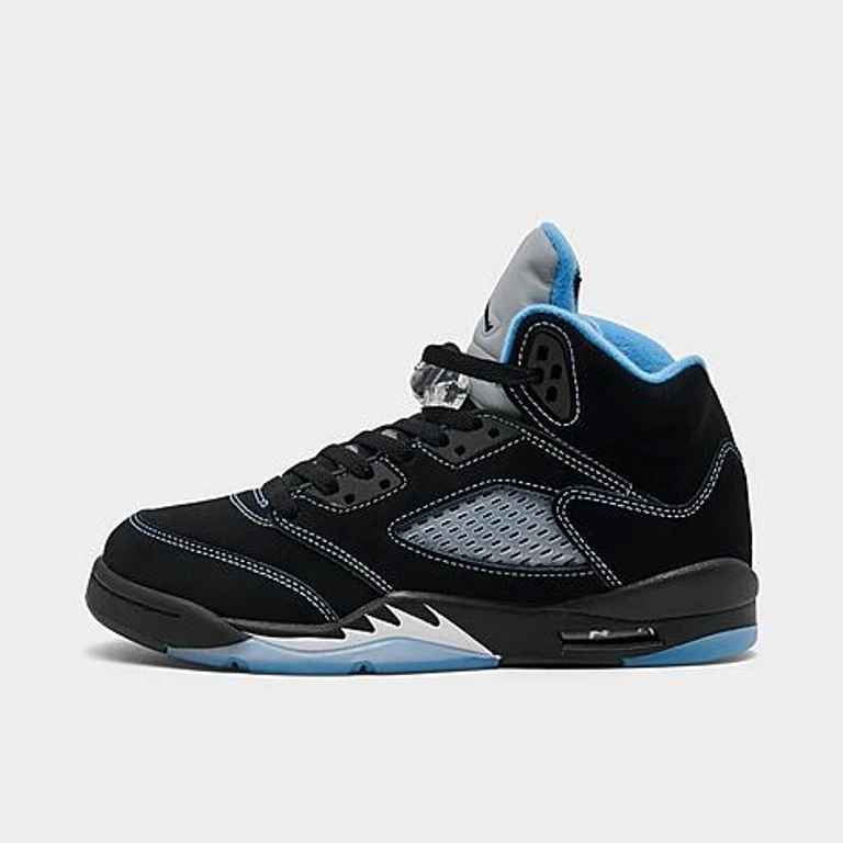 Jordan Big Kids Air Retro 5 Basketball Shoes in Black/University Blue/White Size: 3.5