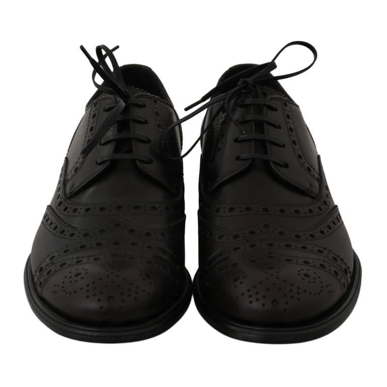 Dolce & Gabbana Black Leather Wingtip Oxford Dress Shoes Bordeaux - Men