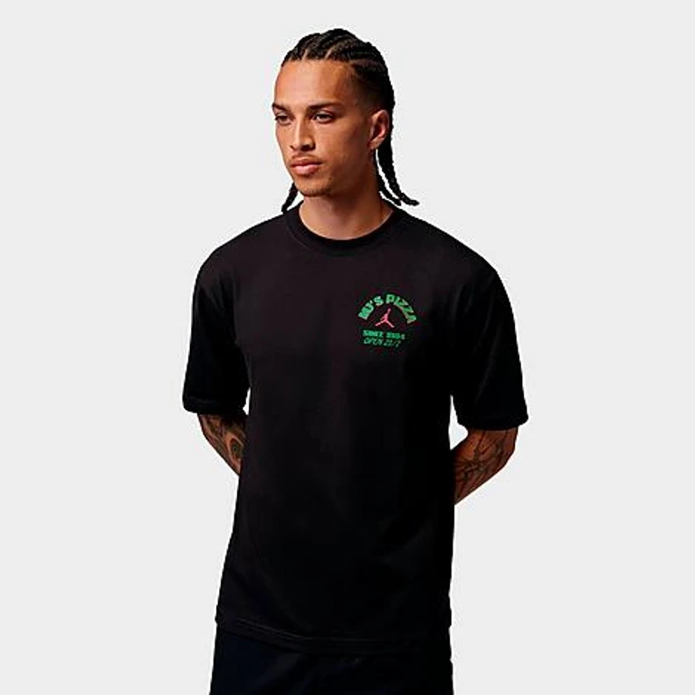 Men's MJ's Pizza Graphic T-Shirt in Black/Infrared 23 Size: XS