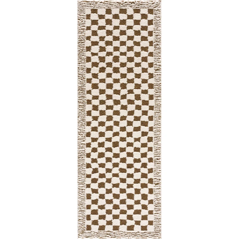 Leryn Brown Checkered Plush Rug
