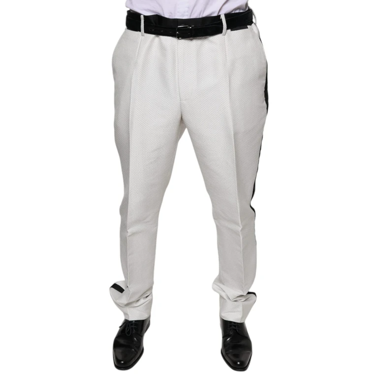 Dolce & Gabbana White Polyester Formal Dress Pants Silk - Men