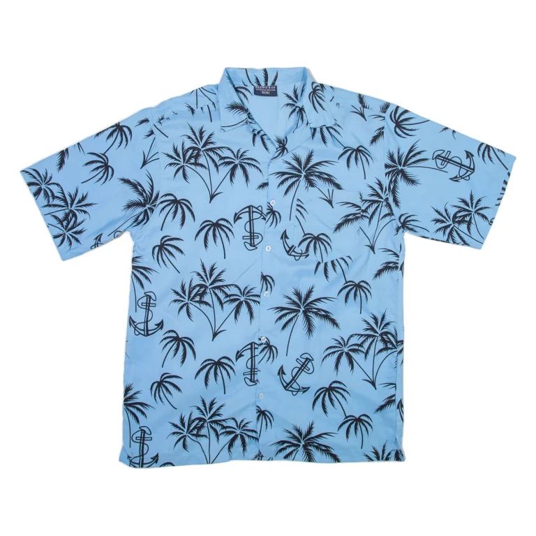 PACIFIC AND CO Mens Hawaiian Shirt Blue Floral M