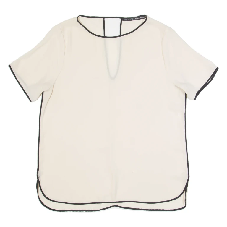 ZARA BASIC Sheer Womens Top Beige L