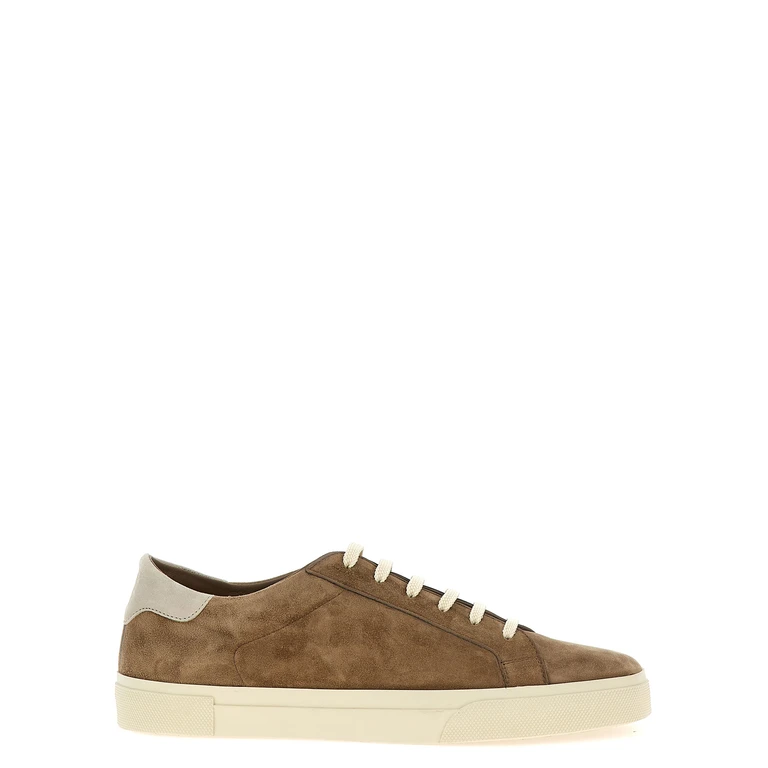 Beige Calfskin Low Top Sneakers - Men