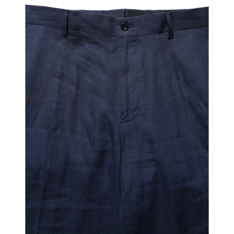 Blue Linen Straight Men Dress Trouser Pants - Men