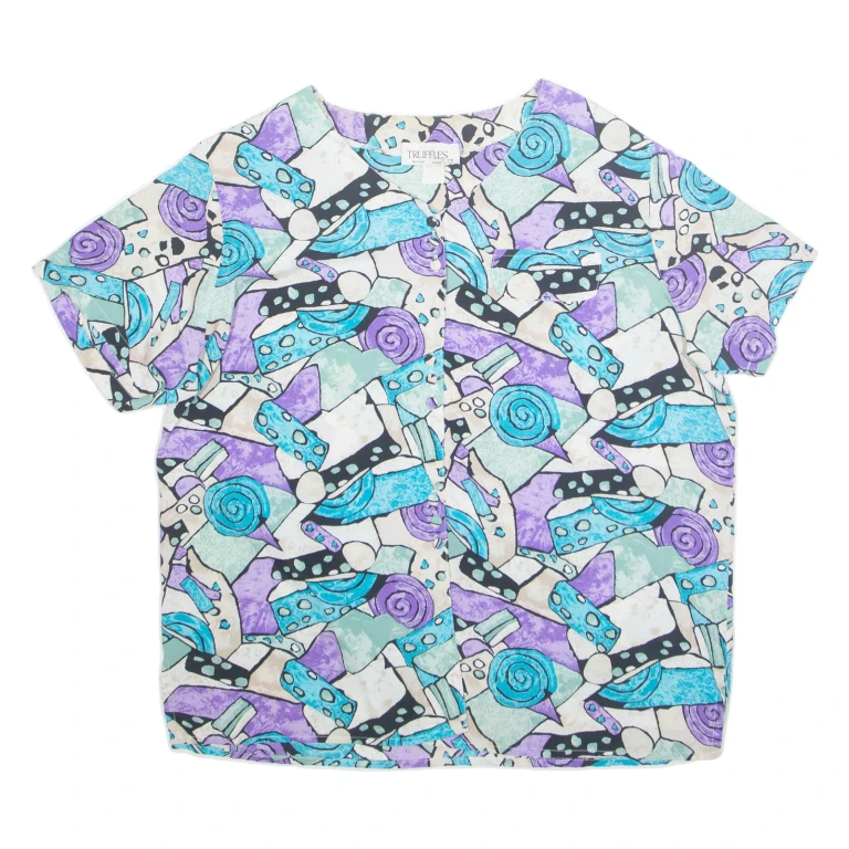 TRUFFLES Womens Printed Shirt Blue Crazy Pattern L