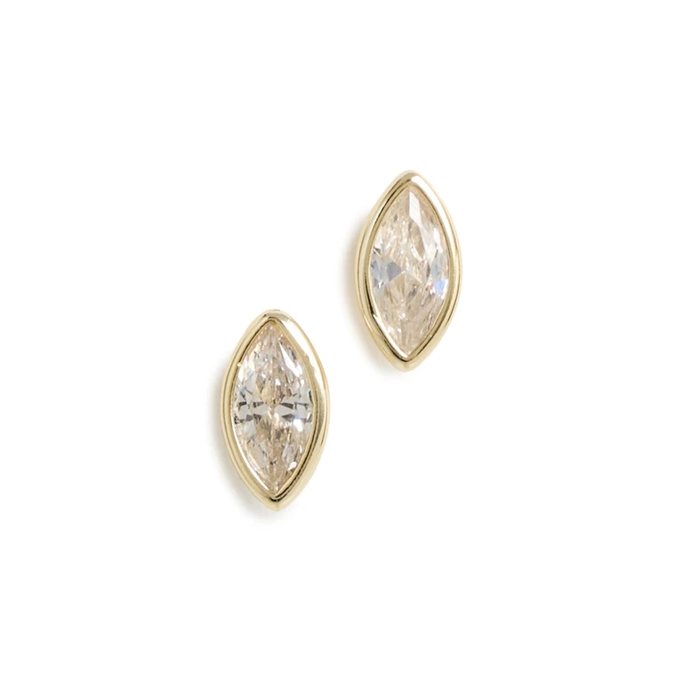 SHASHI Marquise Bezel Studs Gold One Size