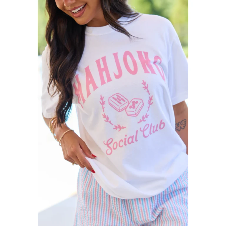 Mahjong Social Club White Graphic Tee