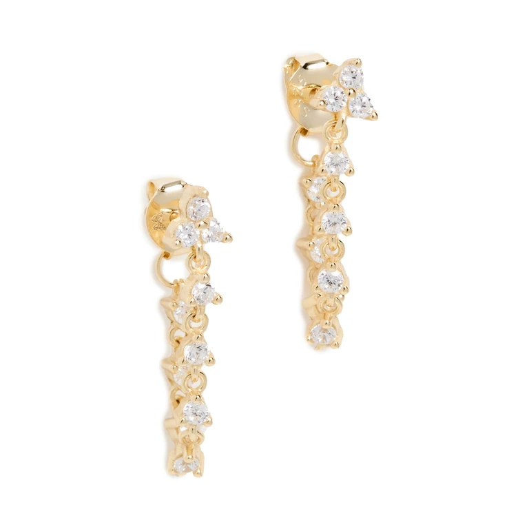 By Adina Eden Trio Cluster Cz Front Back Drop Stud Earrings Gold One Size