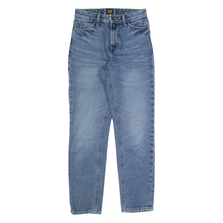 LEE Womens Jeans Blue Regular Mom Stone Wash W25 L28