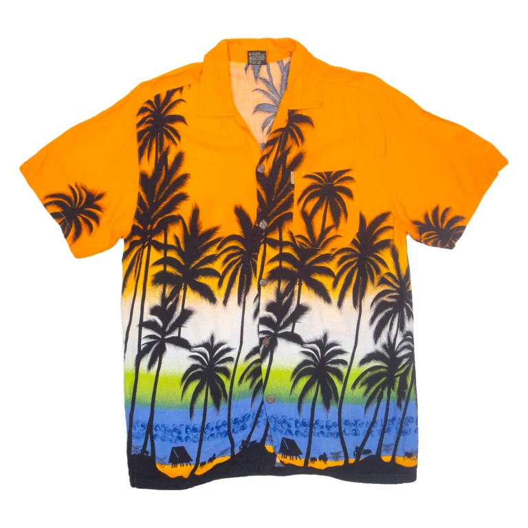 INGEAR Mens Hawaiian Shirt Orange Floral XL