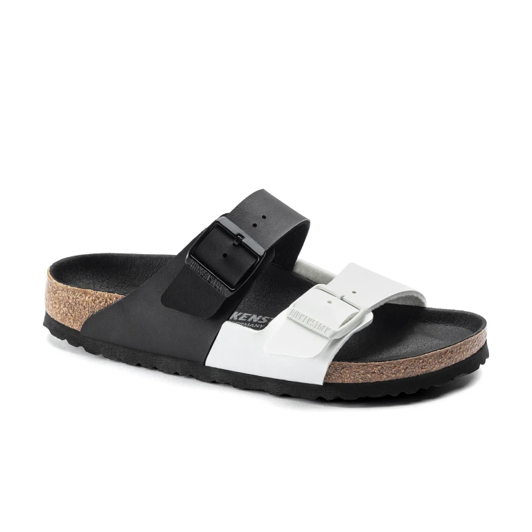 Arizona Split Birko-Flor Black / White Sandals