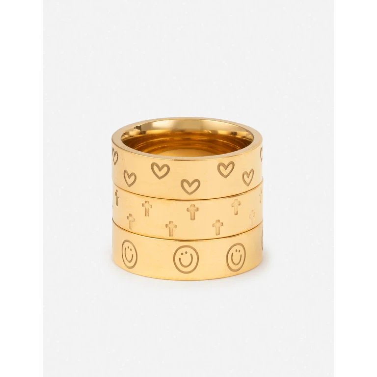 Peace Engraved Ring Set