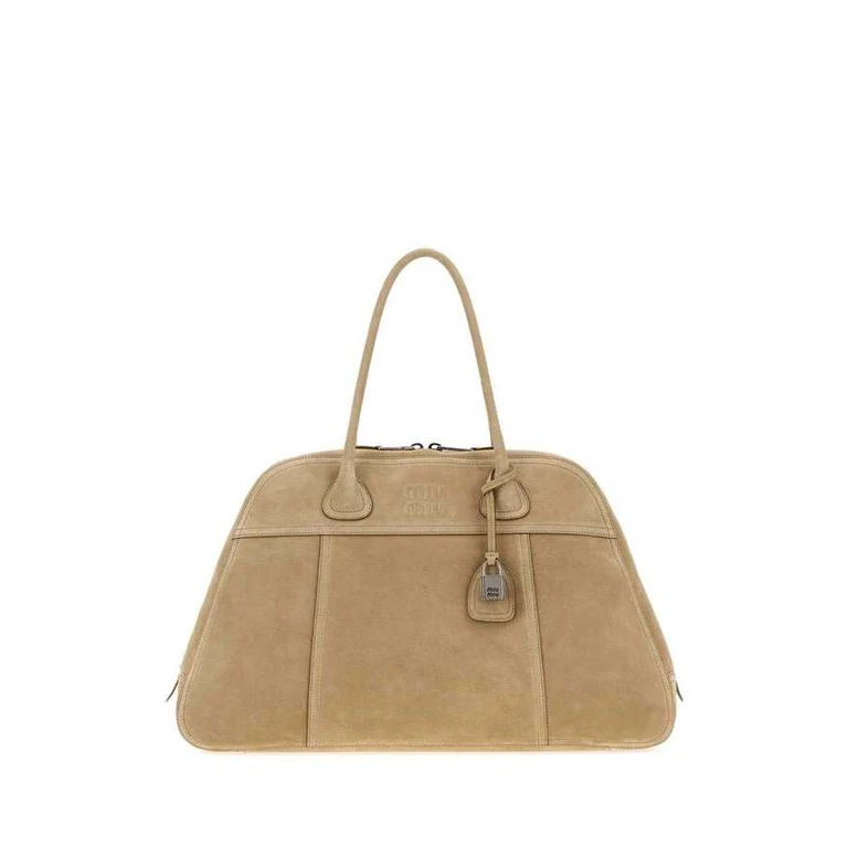 Beige Suede Vivant Shopping Bag Ecru' Borse A Mano