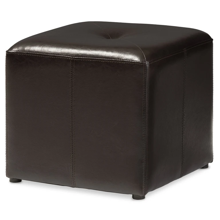Aric Dark Brown Bonded Leather Ottoman