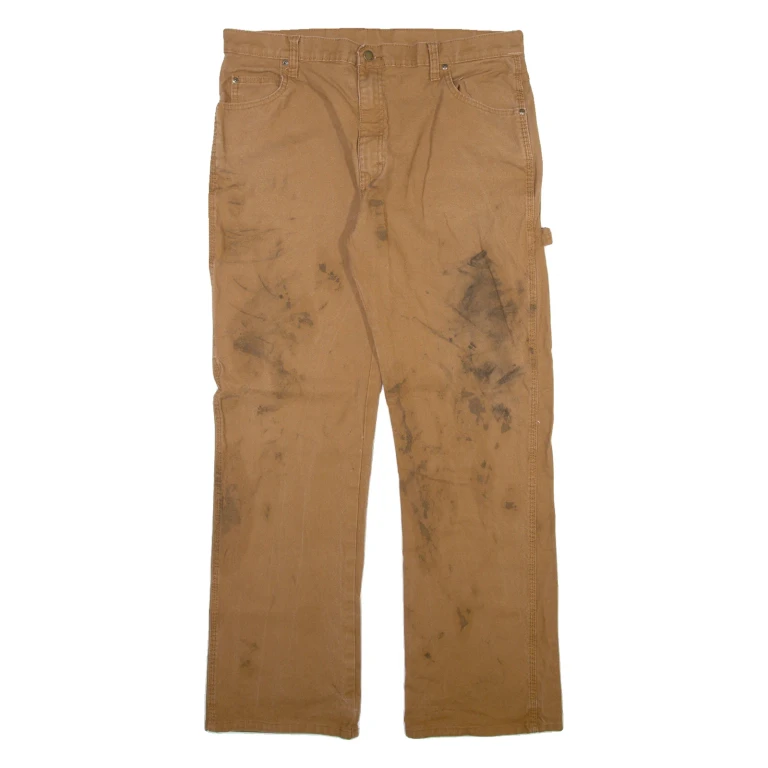 DICKIES Carpenter Mens Trousers Brown Regular Straight W36 L32