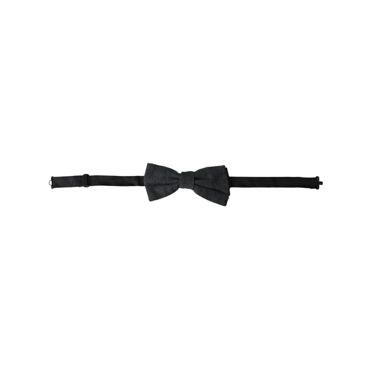 Dolce & Gabbana Dark Gray Silk Adjustable Neck Men Bow Tie - Men