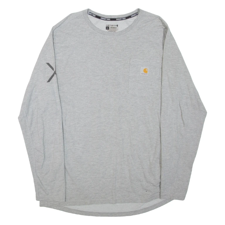 CARHARTT Relaxed Mens T-Shirt Grey Long Sleeve L