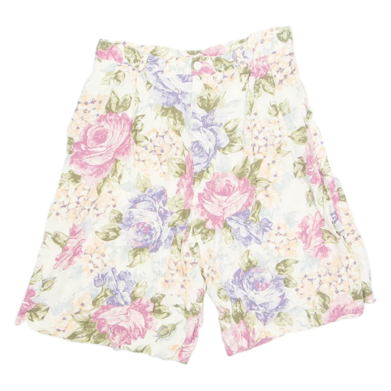 TOFFS Womens Chino Shorts Cream 90s Floral M W29