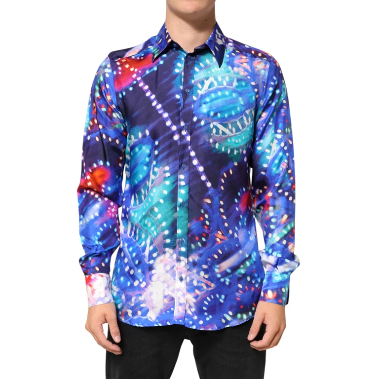 Dolce & Gabbana Multicolor Luminarie Martini Slim Men Shirt - Men