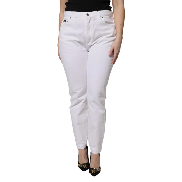 Dolce & Gabbana White Cotton Mid Waist Skinny Denim Jeans Elastane Clothing - Women