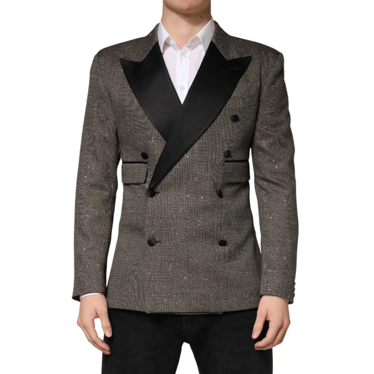 Dolce & Gabbana Gray Double Breasted 2 Button Jacket Blazer Wool Clothing - Men
