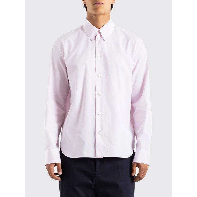 Cotton Poplin Shirt with a Pointed Collar and Curved Hem (J22DL0369681)