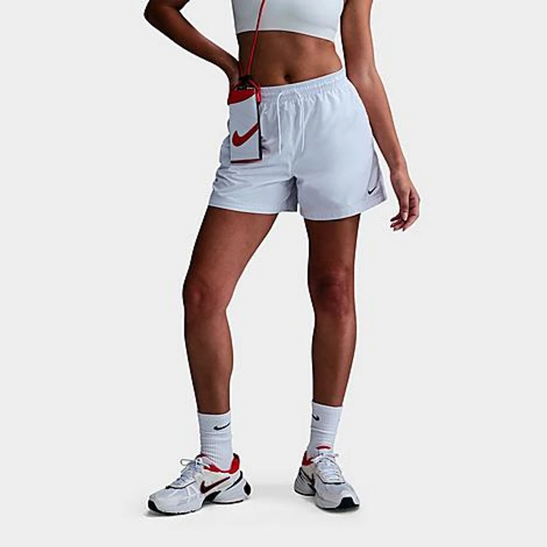 Nike Women's Sportswear Classic Mid-Rise Woven Shorts in White/Black Size: XS