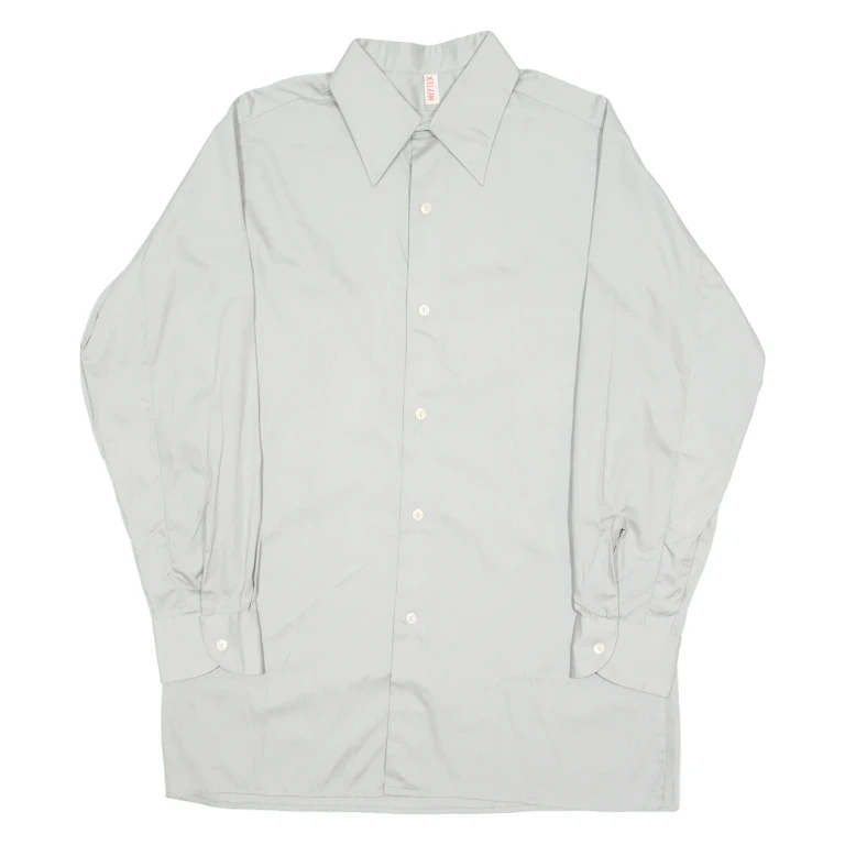 MEYTEX Mens Plain Shirt Grey Long Sleeve L