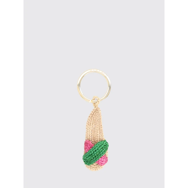 Espa Two-Tone Pink Crochet Raffia Keyring (V65JMPINKGREEN)