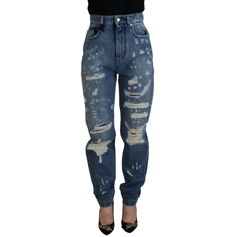 Dolce & Gabbana Blue Tattered Skinny Denim Cotton Jeans Clothing - Women