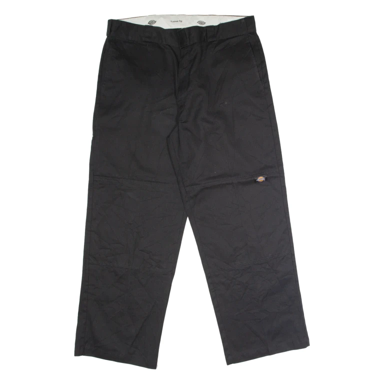 DICKIES Workwear Mens Twill Trousers Black Loose Straight W38 L30