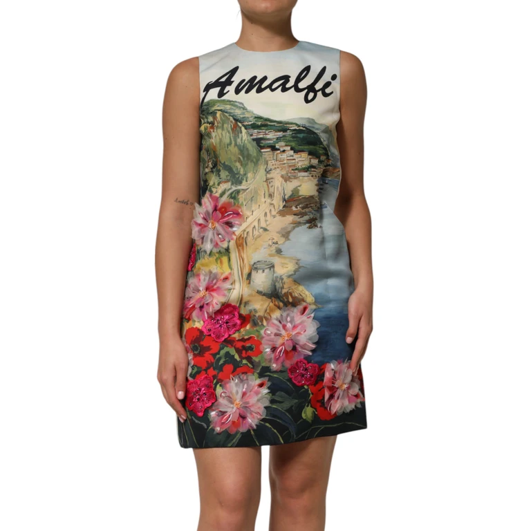 Multicolor Crystal Embellished Mini Dress Silk - Women