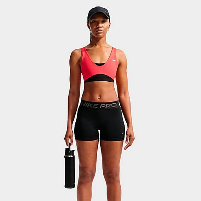 Nike Women's Pro Sculpt Medium-Support Strappy Sports Bra in Light Crimson/Black/White Size: XXS