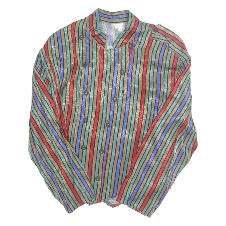 Womens Printed Blouse Brown Long Sleeve Striped M