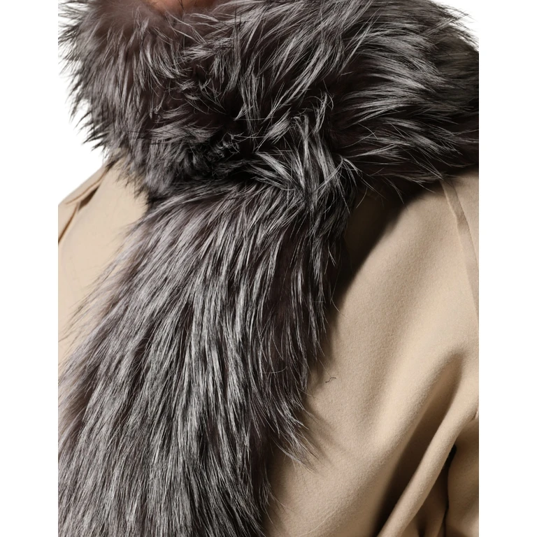 Dolce & Gabbana Gray Fox Fur Neck Wrap Warmer Winter Scarf Silver - Women