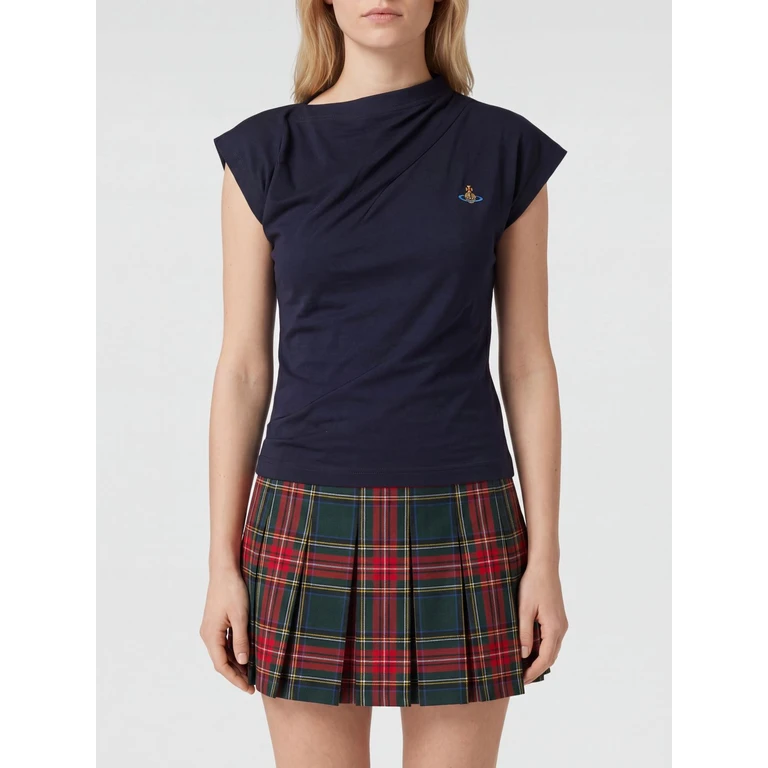 Hebo One-Shoulder Cotton Top with Embroidered Orb Logo (1504000AJ00BLK410)