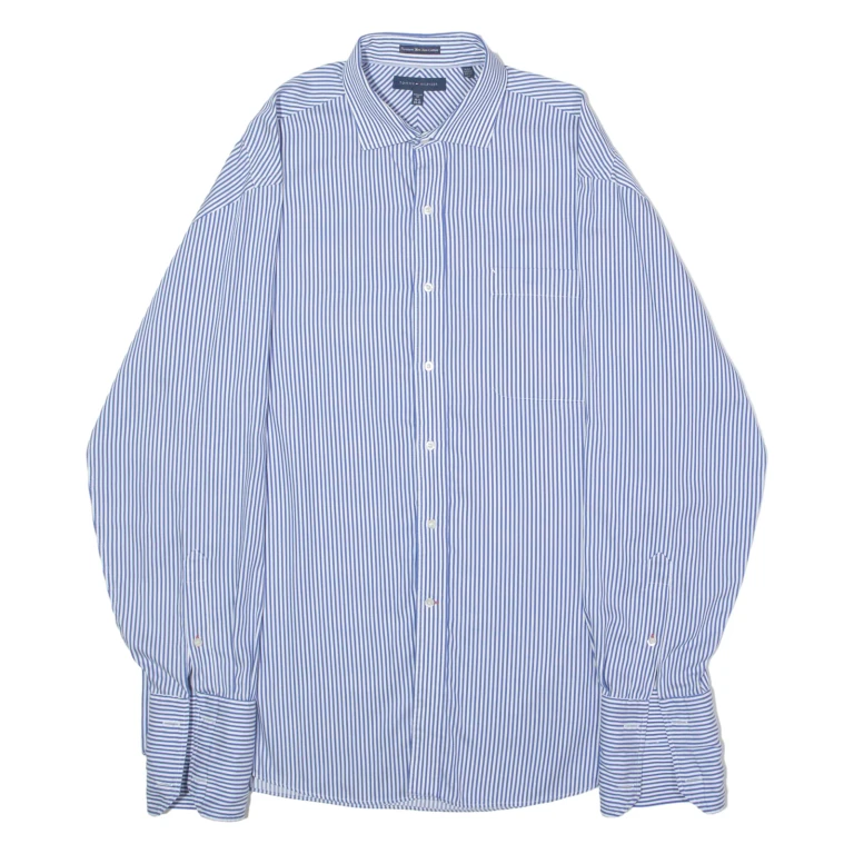 TOMMY HILFIGER Mens Shirt Blue Striped Long Sleeve XL
