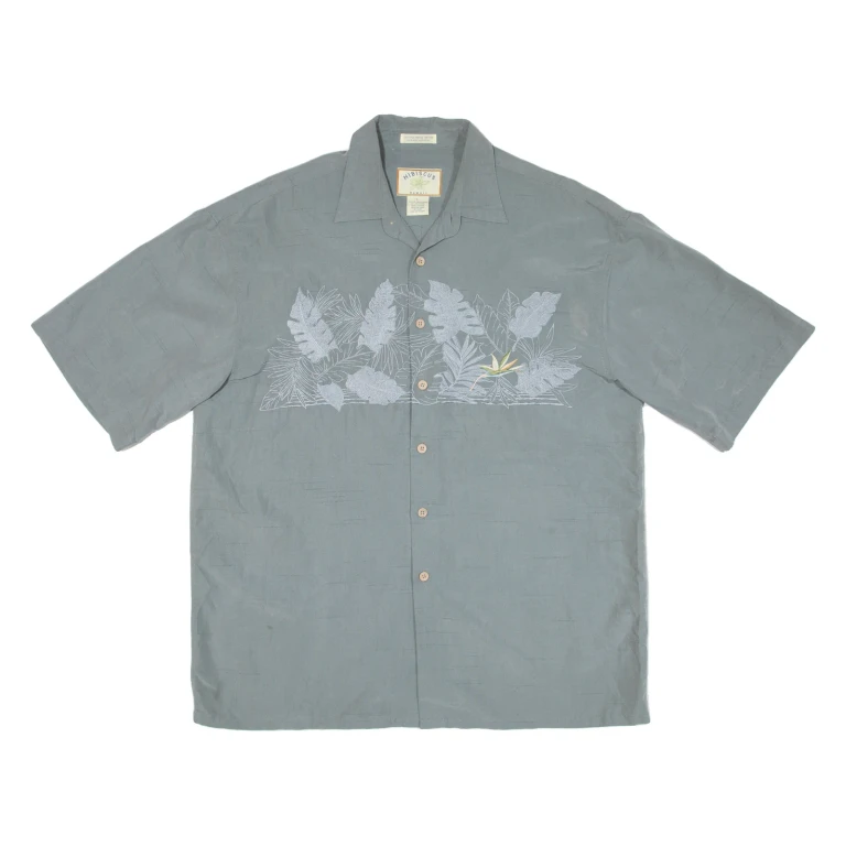 HIBISCUS Mens Hawaiian Shirt Green Floral L