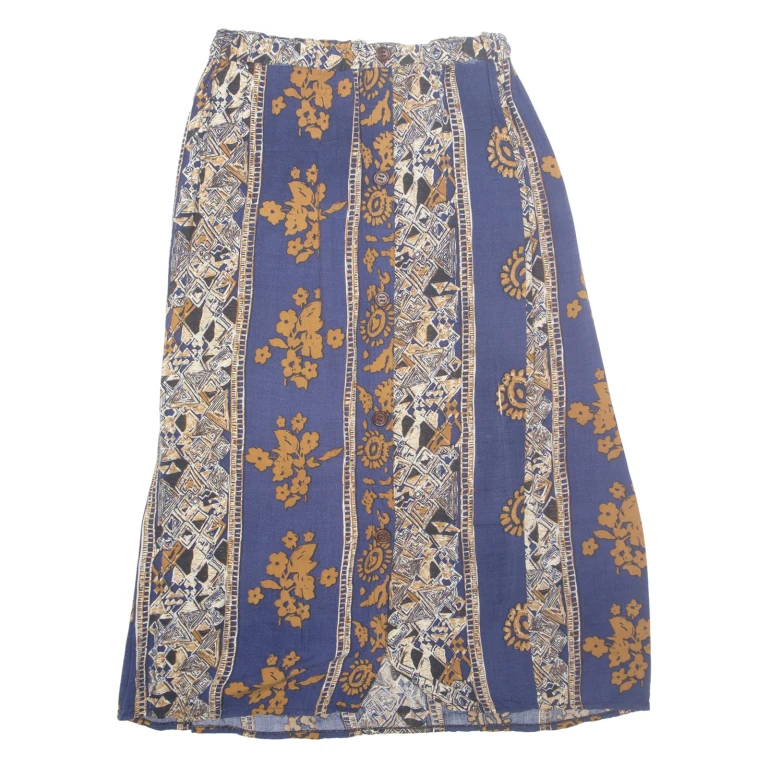 Womens Straight Skirt Blue Midi Geometric M