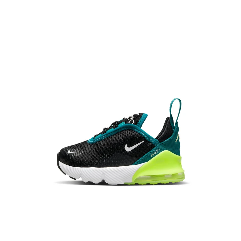 Toddlers Air Max 270 'Black Bright Spruce Volt' Sneakers