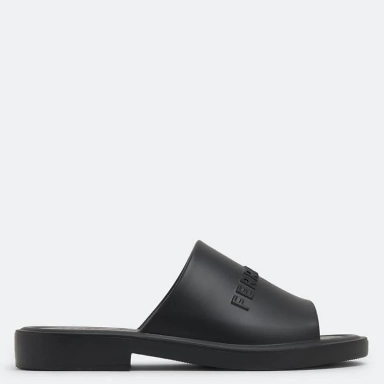 Ferragamo Giuneva Logo Embossed Slides, Size 7 C
